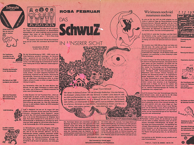Plakat von der SchwuZ Eroeffnung im Jahr 1977